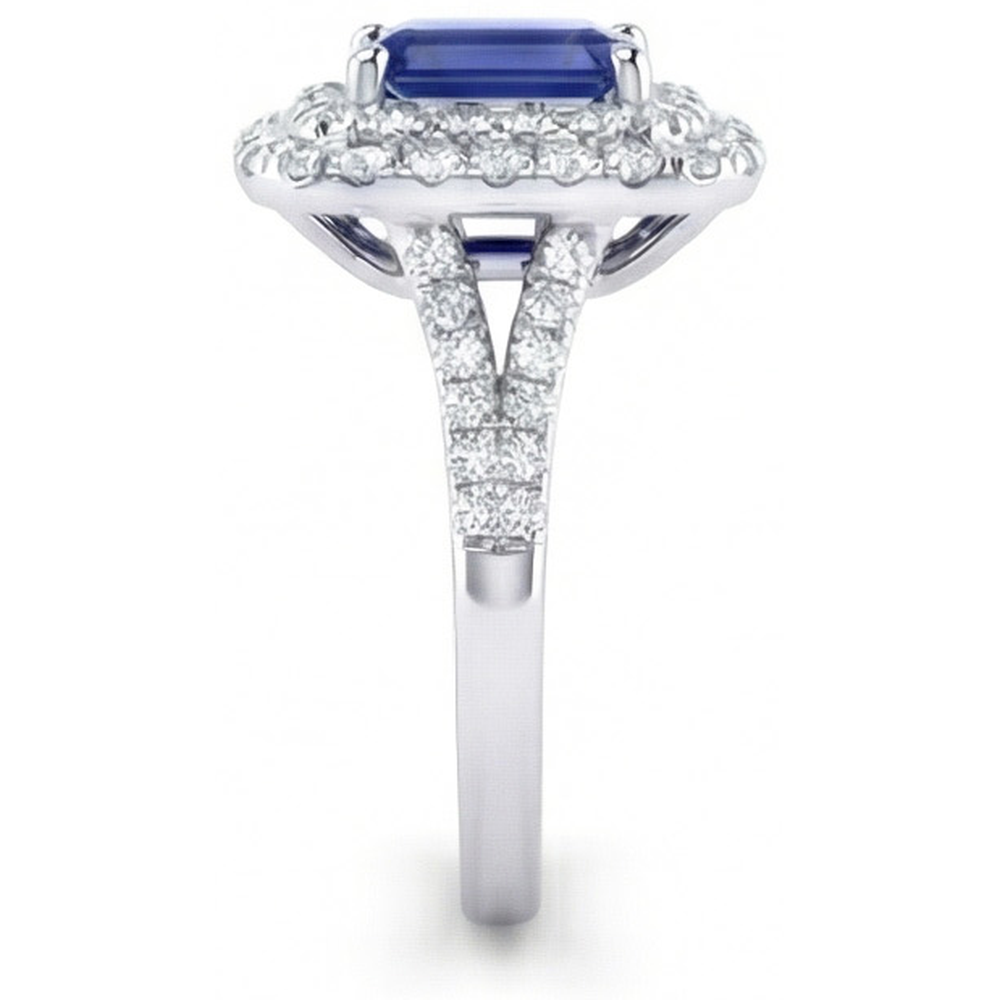 natural emerald sapphire 4ct ring on white background