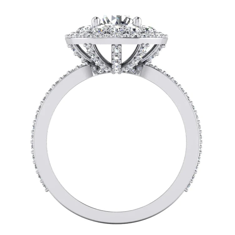 Double Halo Genuine Diamond Ring 3 Carats