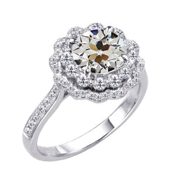 Premium Brilliant Diamond Halo Setting Ring 2 ct – 14 Karat