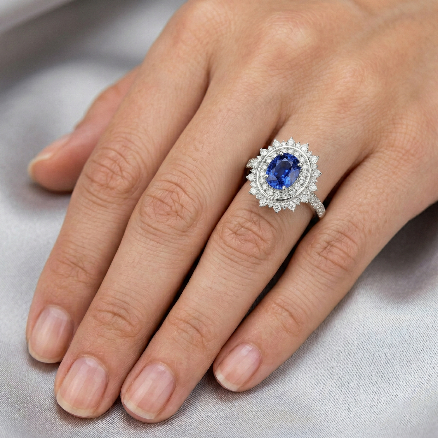 natural round sapphire 4ct watch with diamond accents