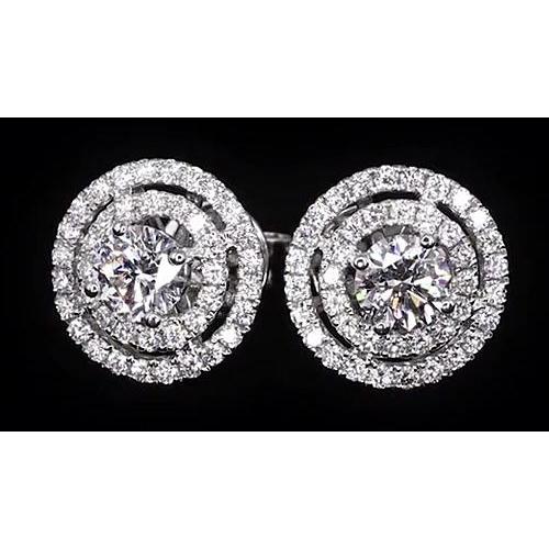 Double Halo Real Diamond Studs 3.50 Carats