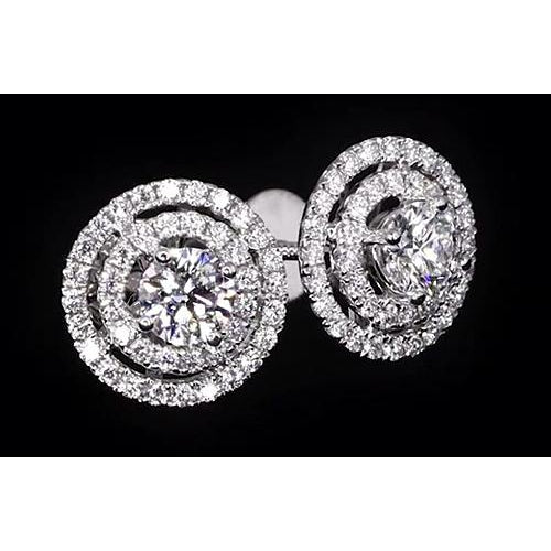 Double Halo Real Diamond Studs 3.50 Carats