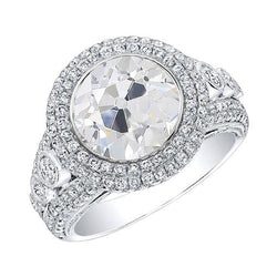 Double Halo Round Old Miner Genuine Diamond Bezel Engagement Ring 5.50 Carats