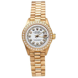 Double Row Diamond Dial Rolex President Style Watch Bezel Gold Dj