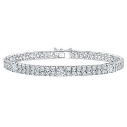 Double Row Genuine Diamonds Bracelet Prong Set Round Cut 10 Carats WG 14K