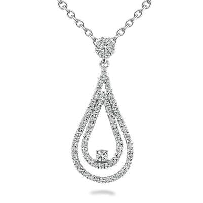 Double Teardrop Pendant Necklace 3.50 Ct Sparkling Round Cut Genuine Diamond