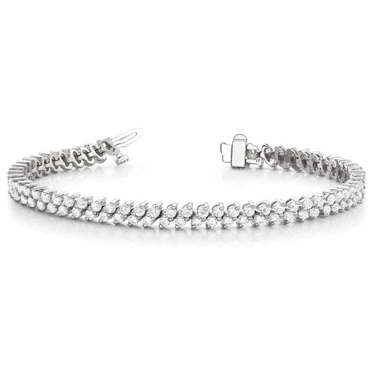 Double Row Round Cut 7.70 Carats Lab Grown Diamonds Tennis Bracelet