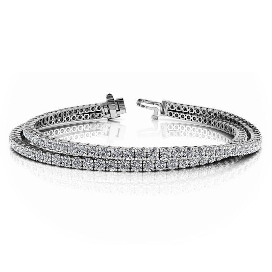 Double Strand Flexible 8 Ct Round Cut Lab Grown Diamonds Bracelet White Gold