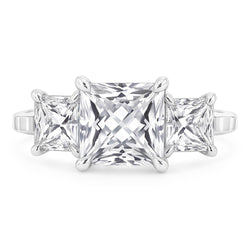 Eagle Claw Prongs French Cut Genuine Natural Earth Mined Diamond ( Not Lab Grown ) Three Stone Ring 4 Carats