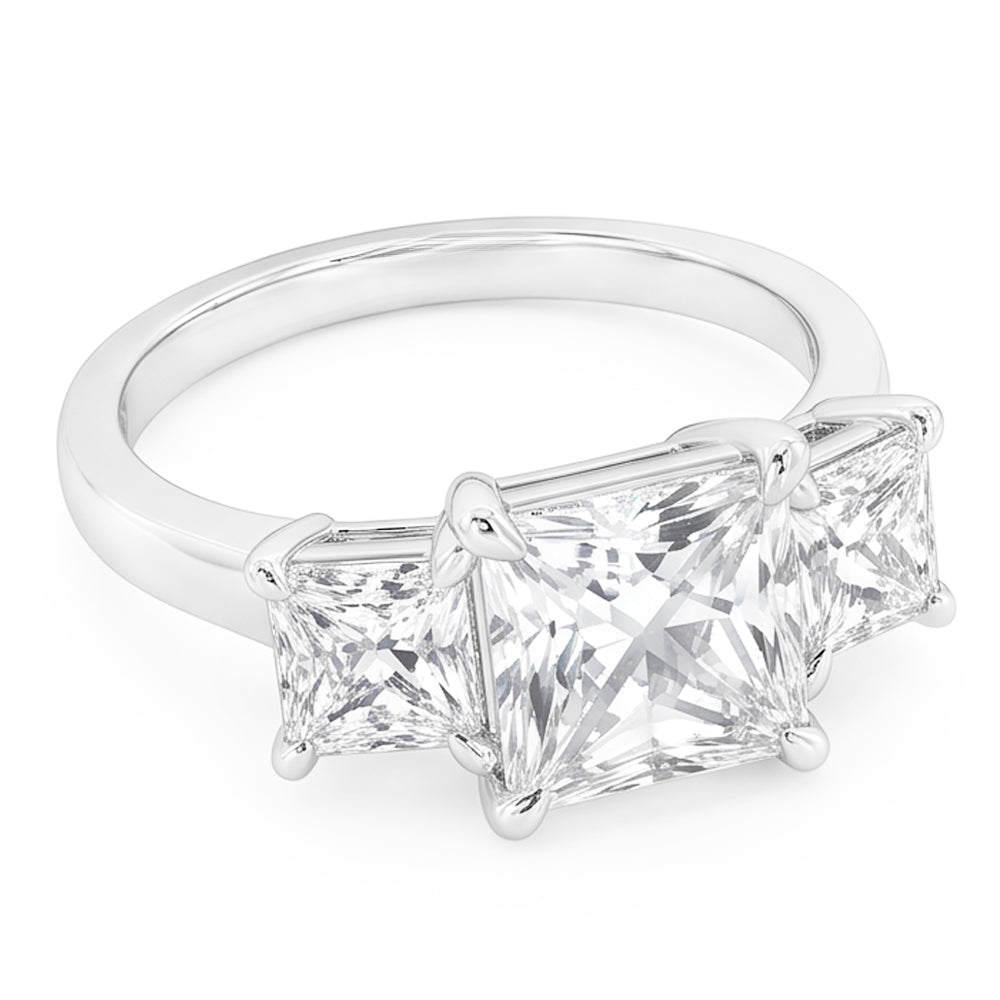 Eagle Claw Prongs French Cut Genuine Natural Earth Mined Diamond ( Not Lab Grown ) Three Stone Ring 4 Carats