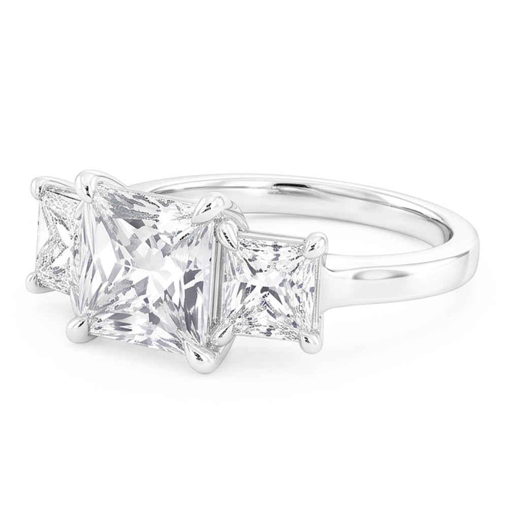 Eagle Claw Prongs French Cut Genuine Natural Earth Mined Diamond ( Not Lab Grown ) Three Stone Ring 4 Carats