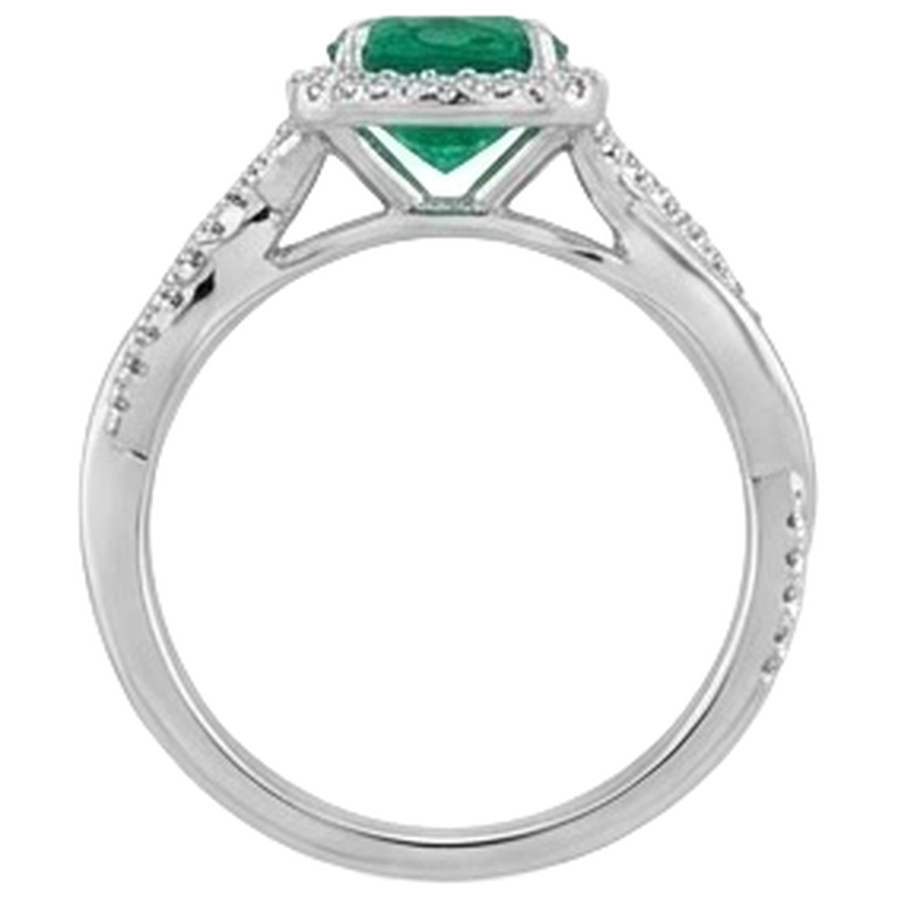 Eagle Claw Prongs Green Emerald Solitaire With Accents Natural Earth Mined Diamond ( Not Lab Grown ) Ring