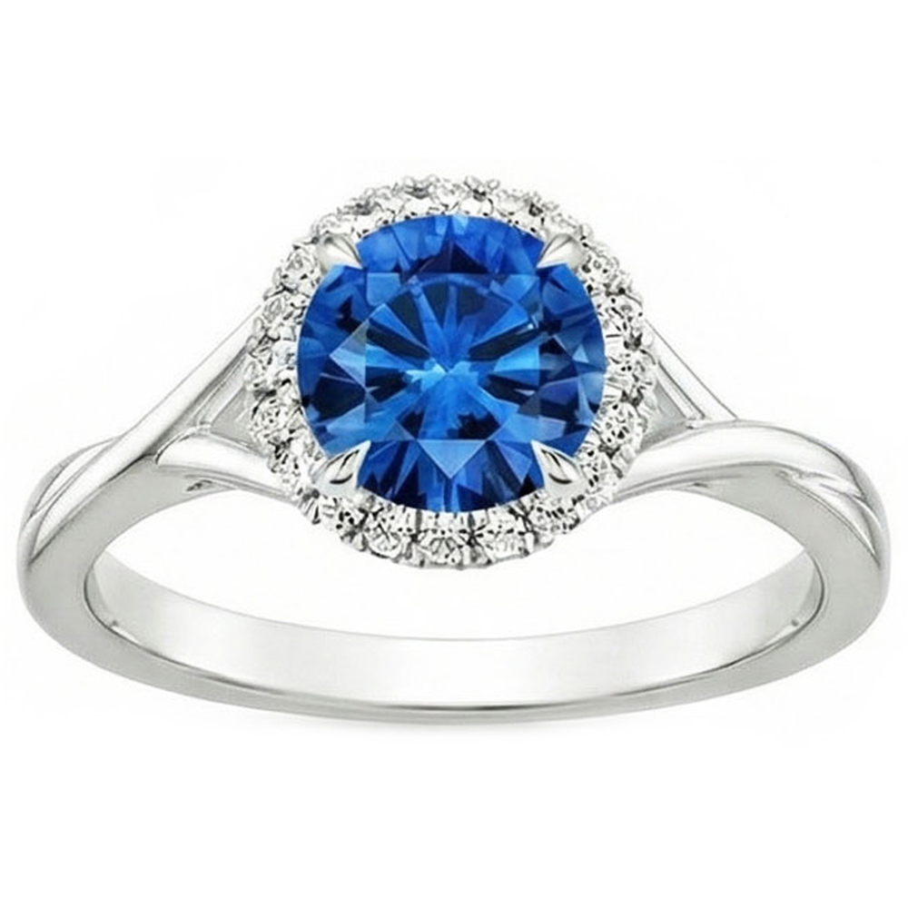 Eagle Claws Blue Sapphire And Natural Earth Mined Diamond ( Not Lab Grown ) Ring 2.40 Carats White Gold 14K