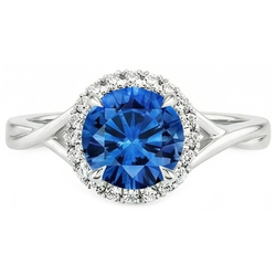 Eagle Claws Blue Sapphire And Natural Earth Mined Diamond ( Not Lab Grown ) Ring 2.40 Carats White Gold 14K