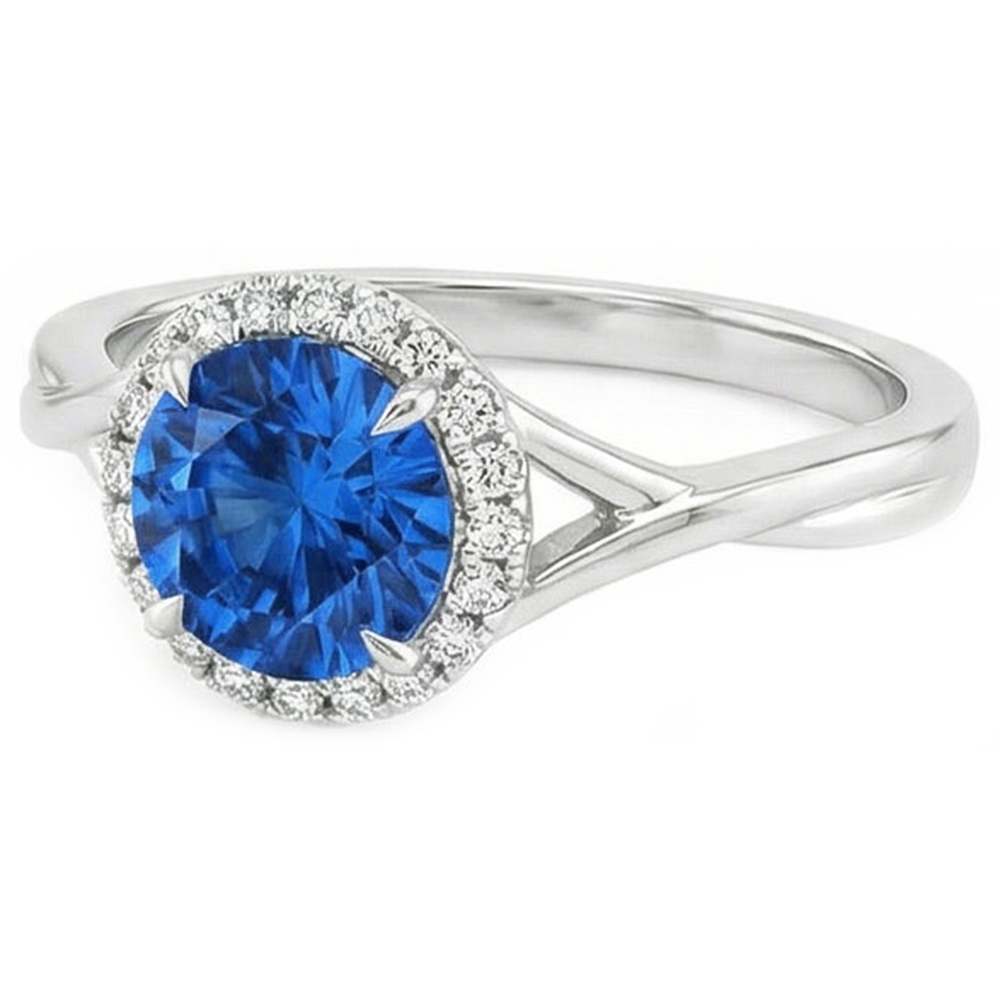 Eagle Claws Blue Sapphire And Natural Earth Mined Diamond ( Not Lab Grown ) Ring 2.40 Carats White Gold 14K