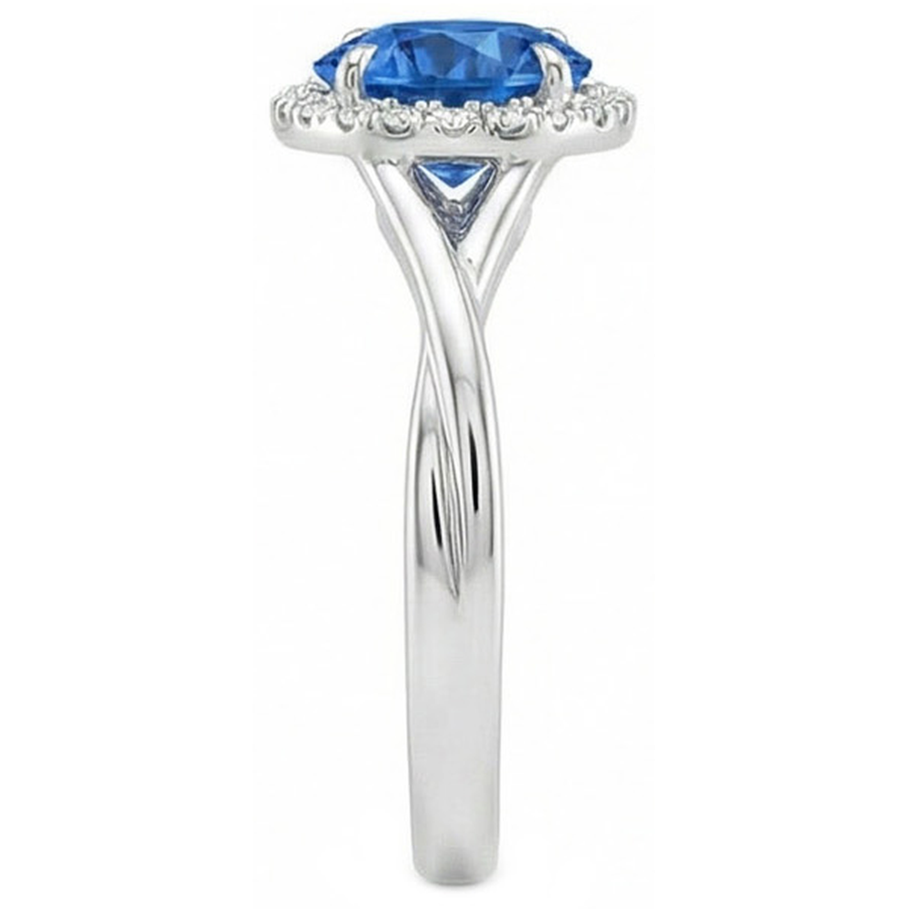 Eagle Claws Blue Sapphire And Natural Earth Mined Diamond ( Not Lab Grown ) Ring 2.40 Carats White Gold 14K