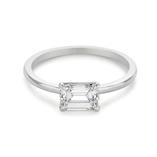 Eagle Claw Prongs Emerald Cut Solitaire Natural Diamond Classic Ring