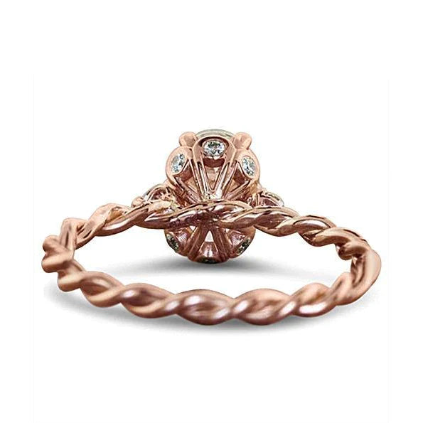 Eagle Claw Prongs Oval Wedding Ring Rope Style Rose Gold 14K 2.15 Ct Genuine Diamond