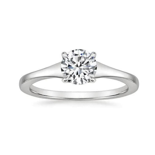 Eagle Claw Prongs Solitaire Round Real Diamond Engagement Ring White Gold