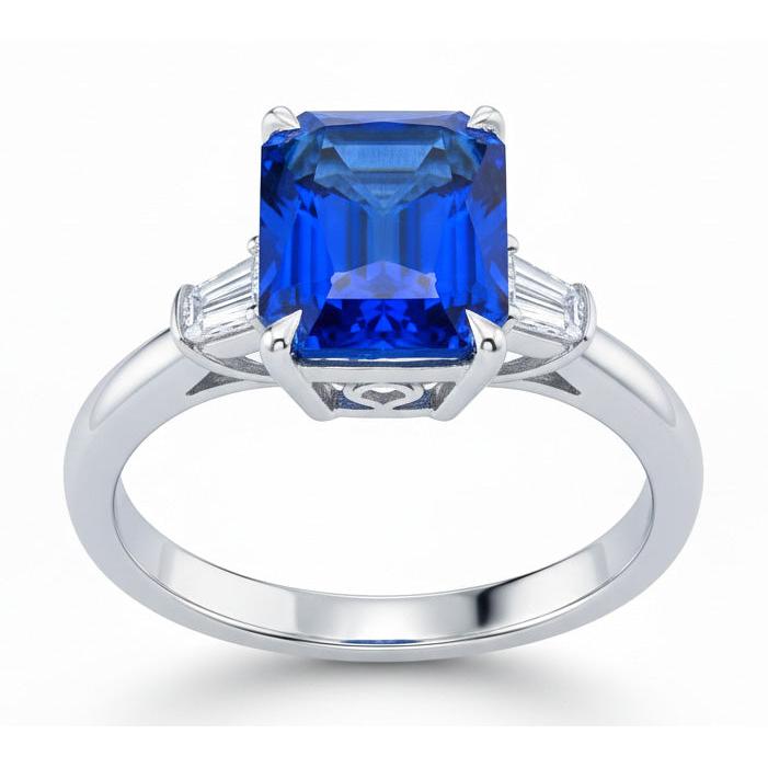 Eagle Claws Natural Earth Mined Diamond ( Not Lab Grown ) Ring Prong Set Radiant Blue Sapphire 7 Ct Gold 14K