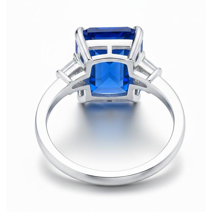 Eagle Claws Natural Earth Mined Diamond ( Not Lab Grown ) Ring Prong Set Radiant Blue Sapphire 7 Ct Gold 14K