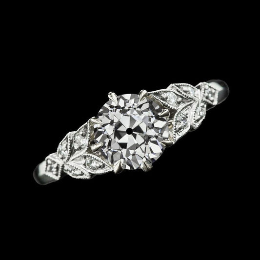 Eagle Claws Round Old Miner Natural Diamond Ring Leaf Style Prong Set 3 Carats