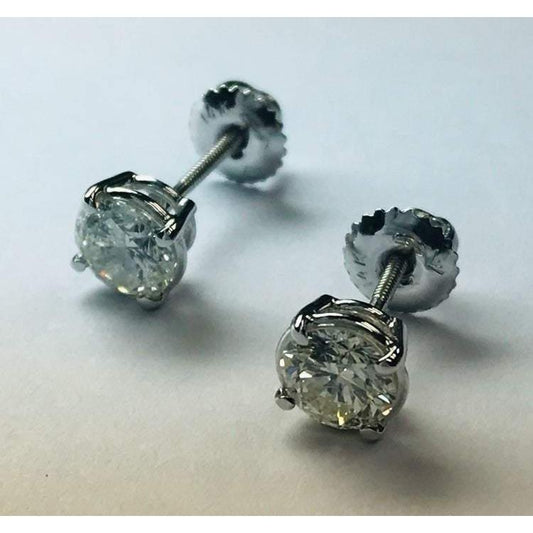 Earrings 1.80 Carats Round Genuine Diamond Studs