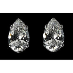 Earrings Pear Cut Real Natural Earth Mined Diamond G VS1 Stud Post 2.50 Ct. Gold