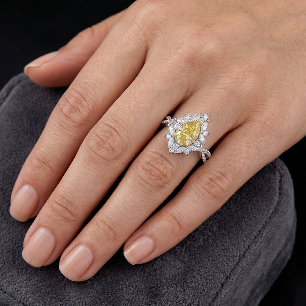 Earth-Mined Canary Yellow Diamond Statement Ring – 14 Karat Two