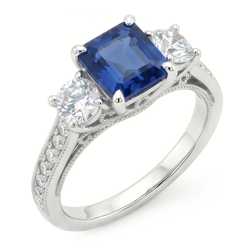 Earth-Mined Cornflower Blue Sapphire Gemstone Ring – 14K White