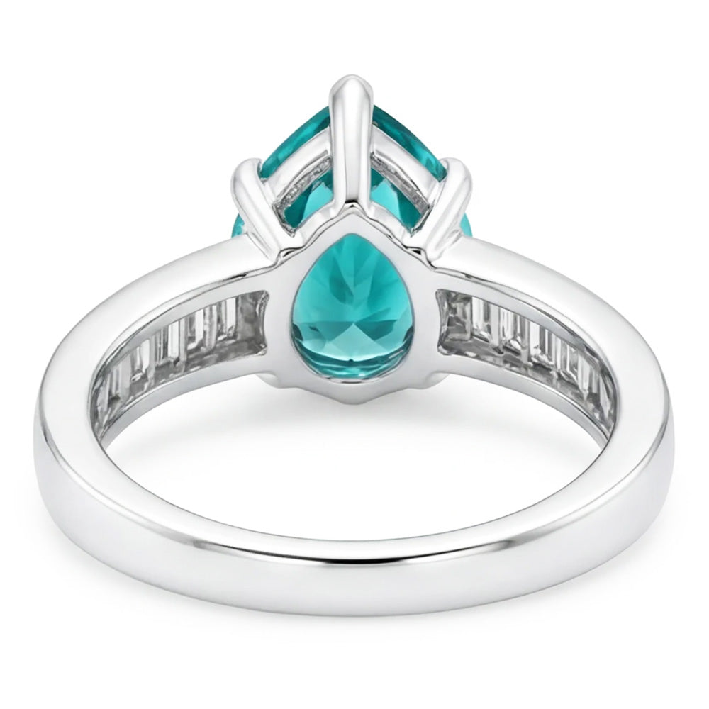Earth-Mined Pear Shape Paraiba Tourmaline Precious Stone Ring