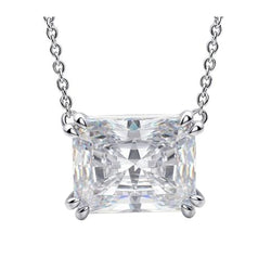 East West Set Radiant Real Diamond Pendant Double Prong Dog Ear 2.50 Carats