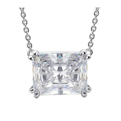 East West Set Radiant Real Diamond Pendant Double Prong Dog Ear 2.50 Carats