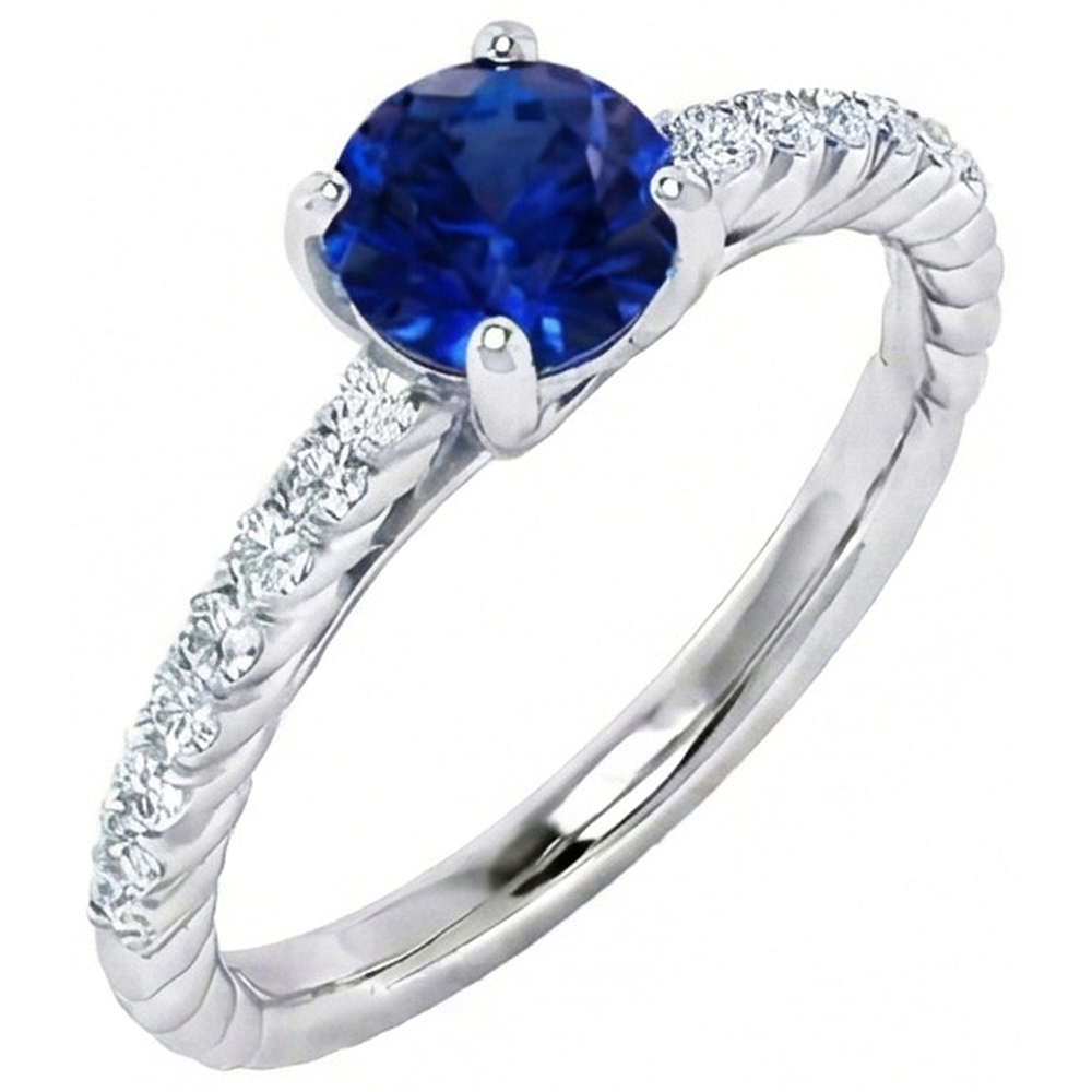 Edwardian Sapphire And Natural Earth Mined Diamond ( Not Lab Grown )  Ring For Women