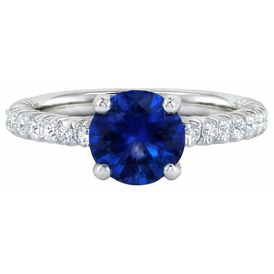 natural round sapphire 2ct ring side angle