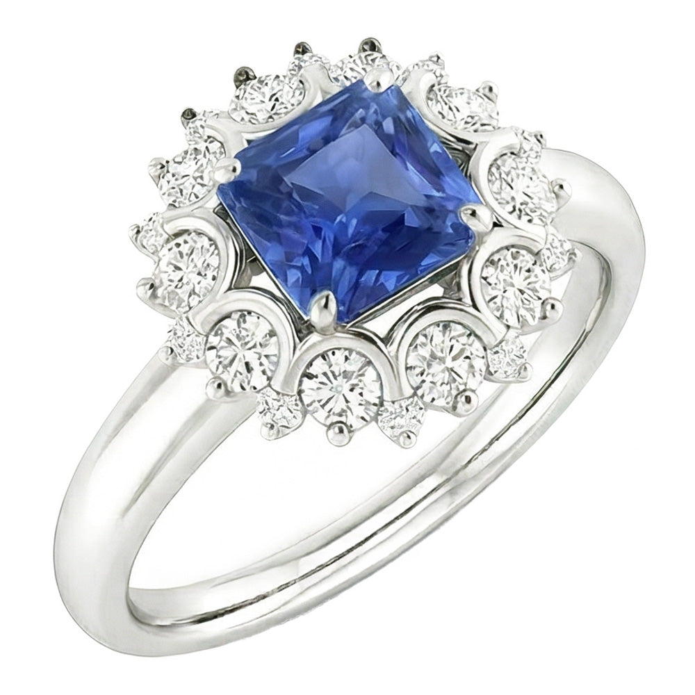 Edwardian Sapphire And Natural Earth Mined Diamond ( Not Lab Grown ) Ring