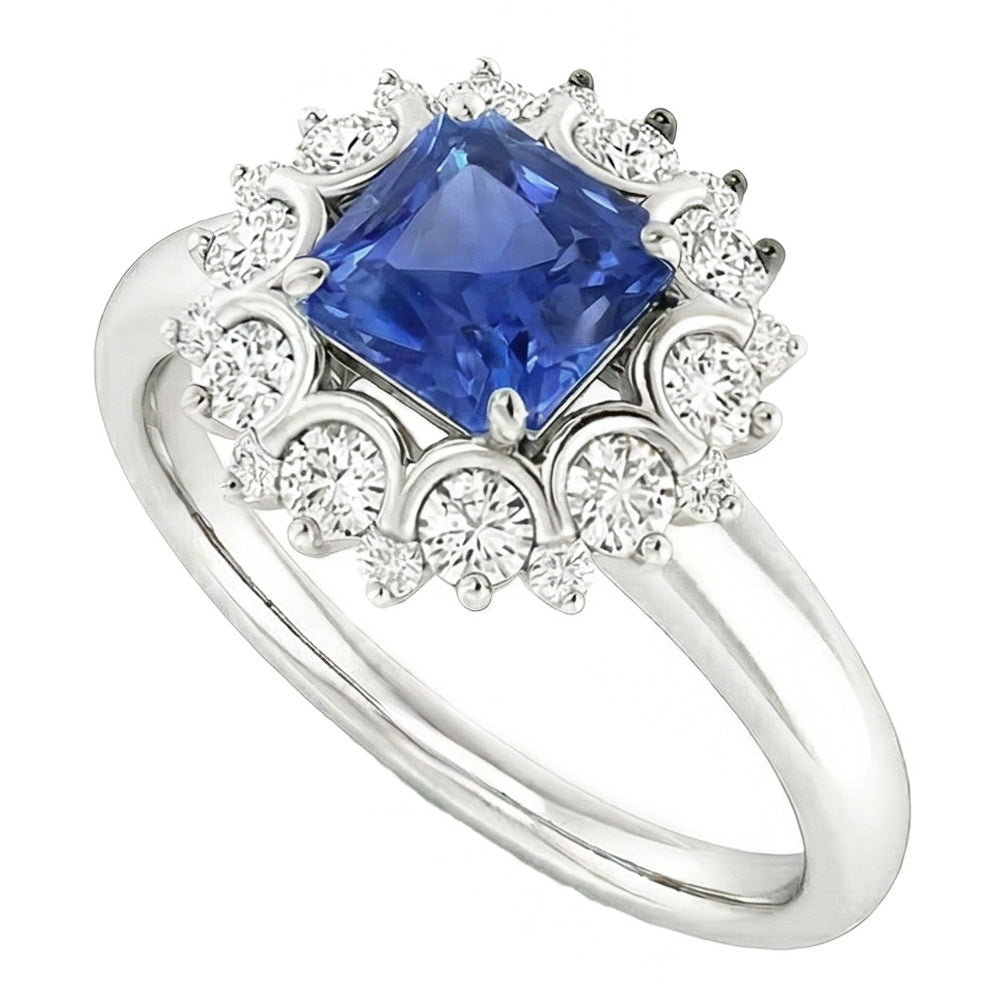 Edwardian Sapphire And Natural Earth Mined Diamond ( Not Lab Grown ) Ring