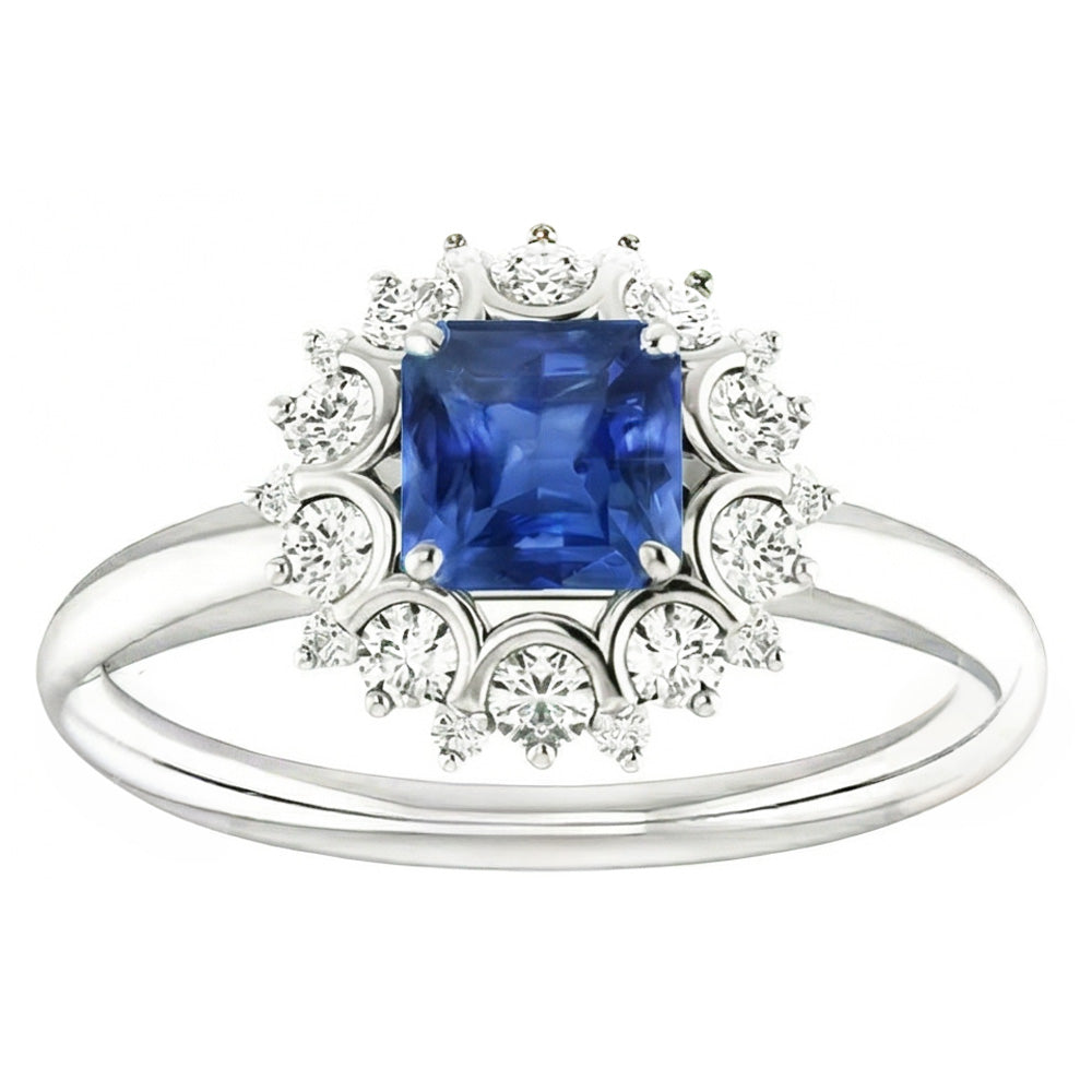 Edwardian Sapphire And Natural Earth Mined Diamond ( Not Lab Grown ) Ring