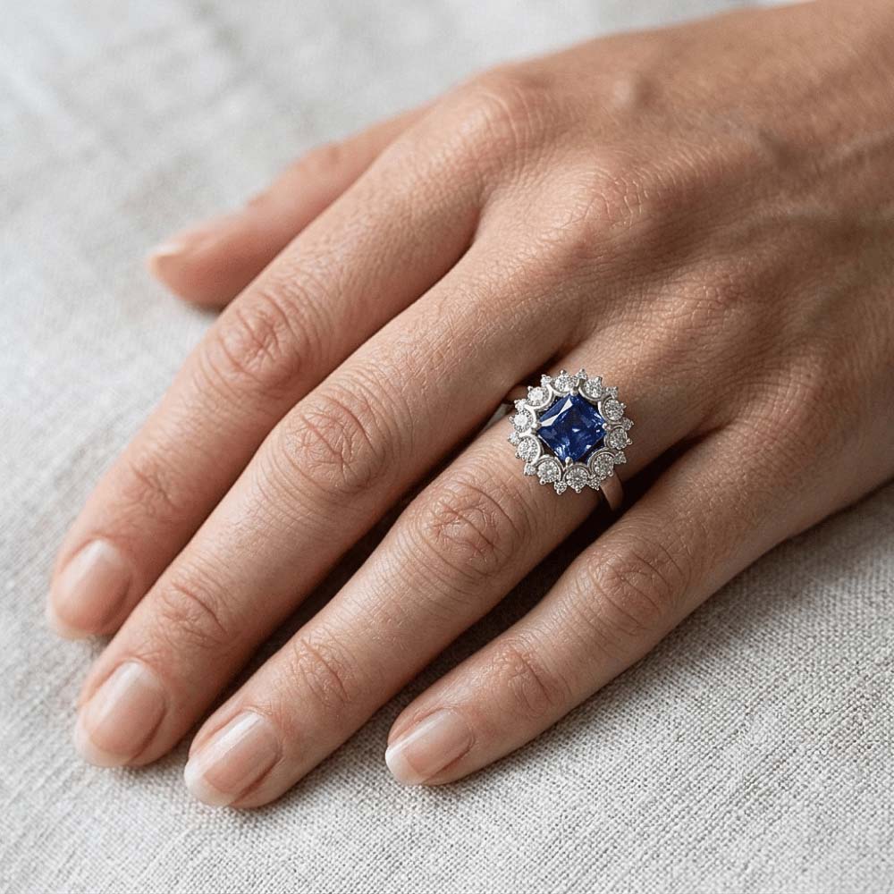 Edwardian Sapphire And Natural Earth Mined Diamond ( Not Lab Grown ) Ring