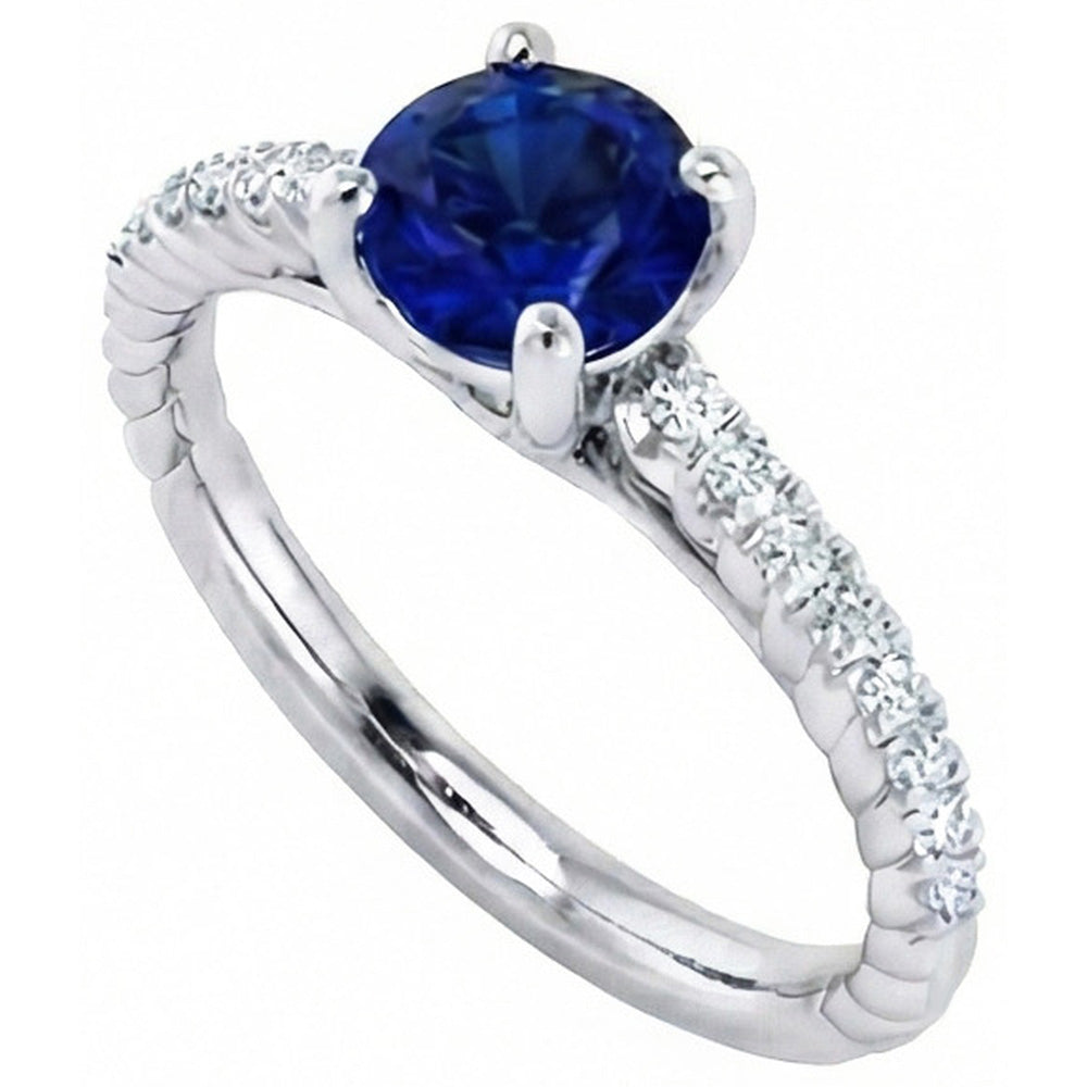 Edwardian Sapphire And Natural Earth Mined Diamond ( Not Lab Grown )  Ring For Women