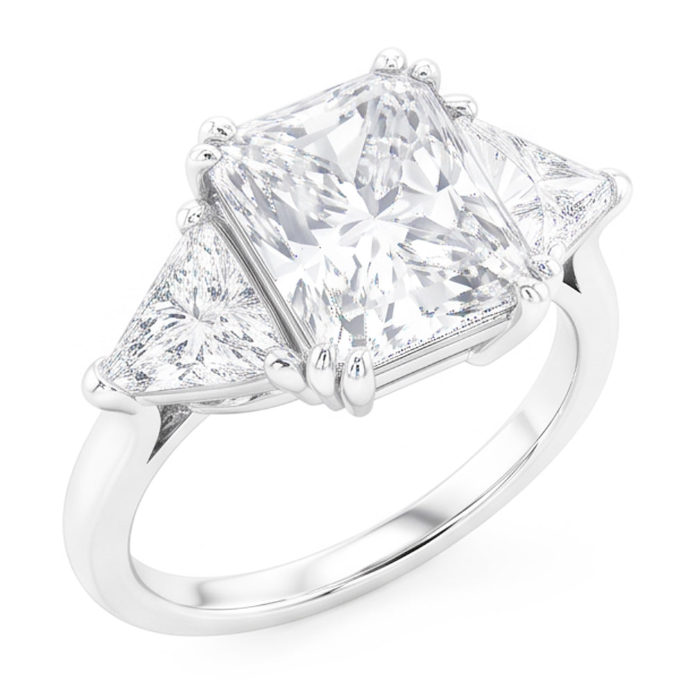 Elegant 9 Carat Radiant Trilliant Natural Earth Mined Diamond ( Not Lab Grown ) Ring