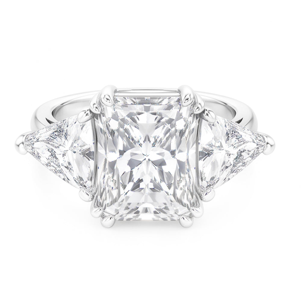 Elegant 9 Carat Radiant Trilliant Natural Earth Mined Diamond ( Not Lab Grown ) Ring