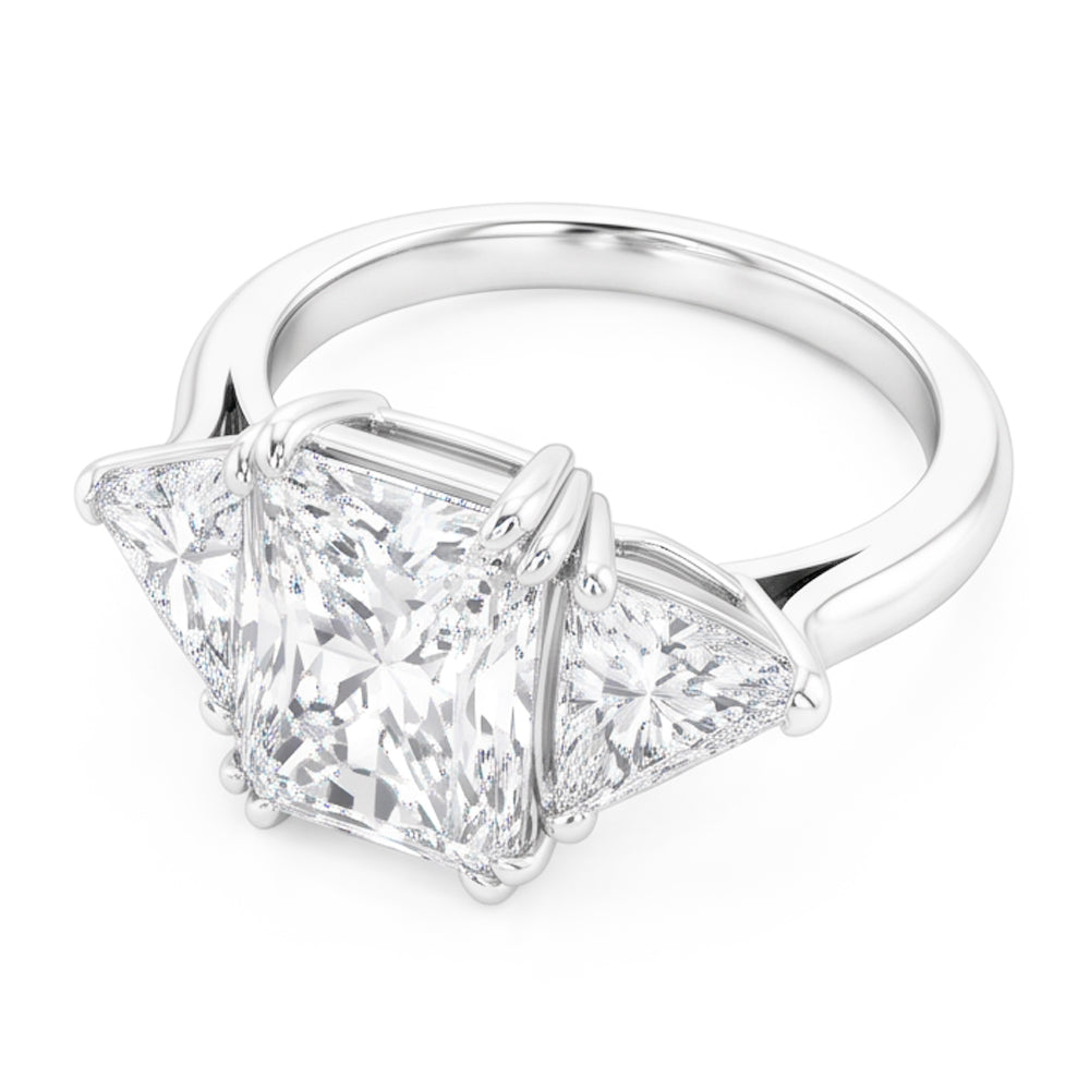 Elegant 9 Carat Radiant Trilliant Natural Earth Mined Diamond ( Not Lab Grown ) Ring