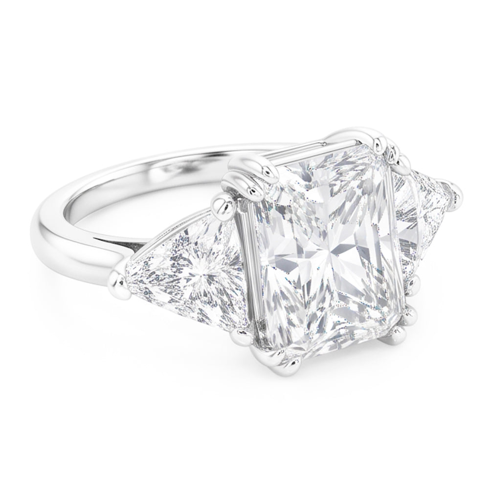 Elegant 9 Carat Radiant Trilliant Natural Earth Mined Diamond ( Not Lab Grown ) Ring