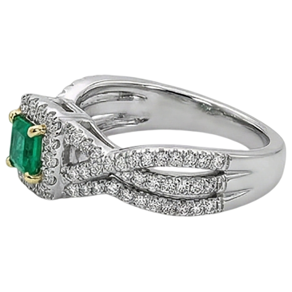 Artisan Fine Emerald Gemstone Ring 2 ct – top view