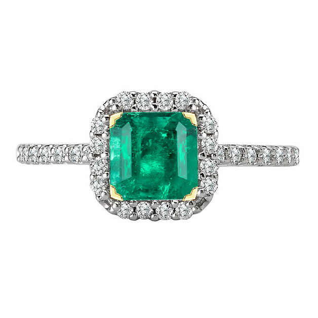 Colored Stone Ring Two-Tone 14K Gold with Fine Emerald – main view
