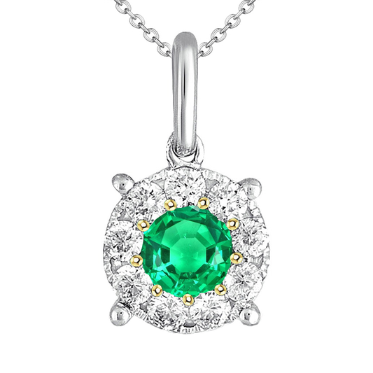 Colombian Emerald Gemstone Pendant 2-ct Two-Tone 14K Gold – main view