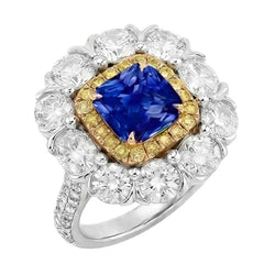 Elegant Sapphire Cocktail Natural Earth Mined Diamond ( Not Lab Grown ) Ring