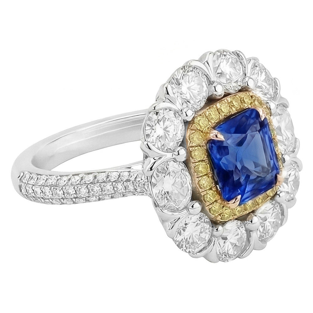 Elegant Sapphire Cocktail Natural Earth Mined Diamond ( Not Lab Grown ) Ring