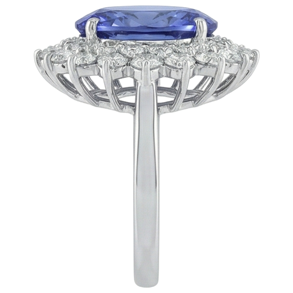 Elegant Tanzanite Natural Earth Mined Diamond ( Not Lab Grown ) Cocktail Ring